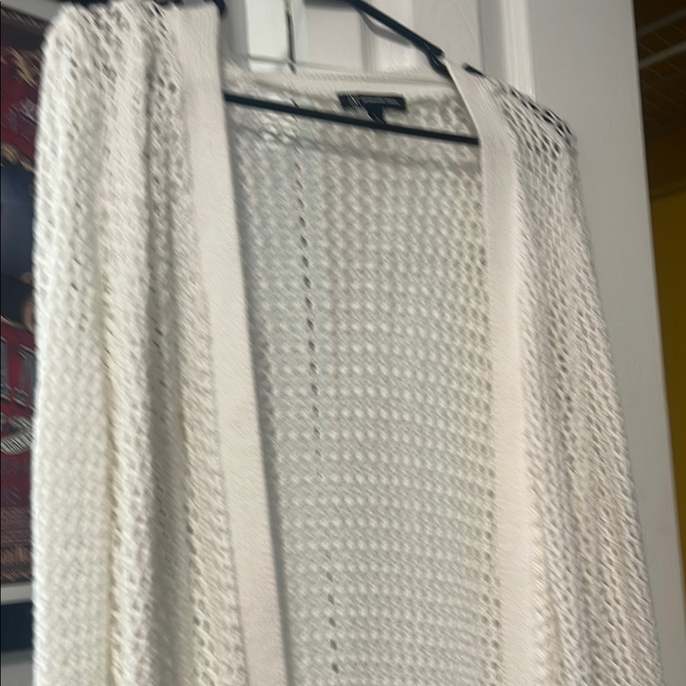 Elegant White INC Open-Knit Sweater Cardigan